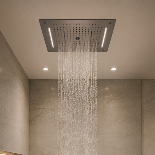 Large Rectangular Ceiling-Mounted Flush Double Overhead Shower Head iKON-SHL2702