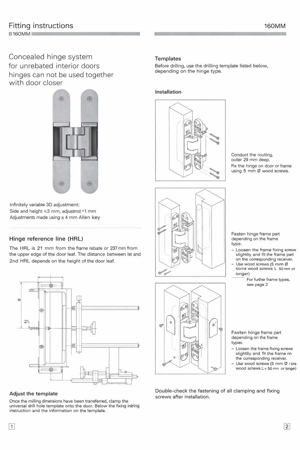 2 Pack Door Hinge iKON-F627