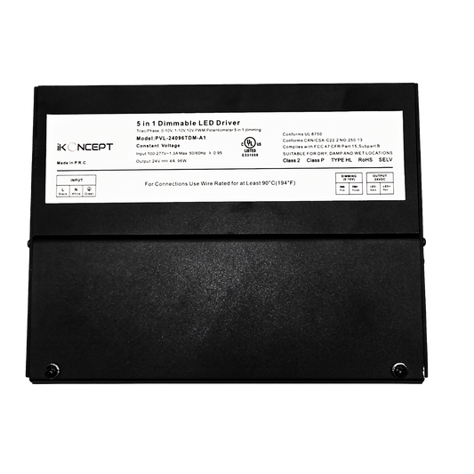 96W 24V 4A Dimmable LED Driver (5-in-1 Multi-Function, Constant Voltage) iKON-PVL-24096TDM-A1
