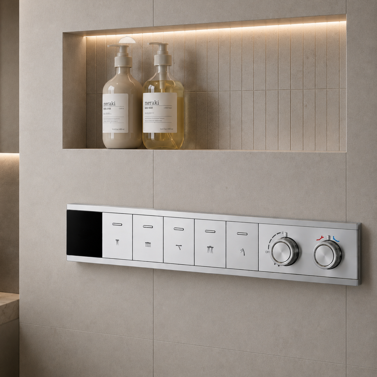 5-Way Thermostatic Smart Shower Valve with Digital LED Display iKON-SK105500