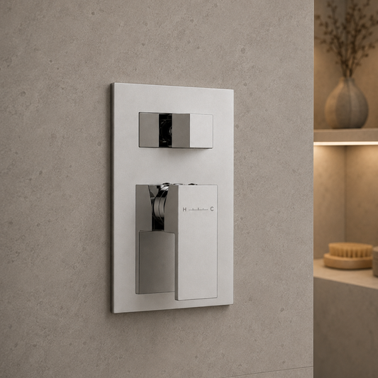 Square Wall-Concealed 2-Way Shower Valve with Trim Plate iKON-MT602100