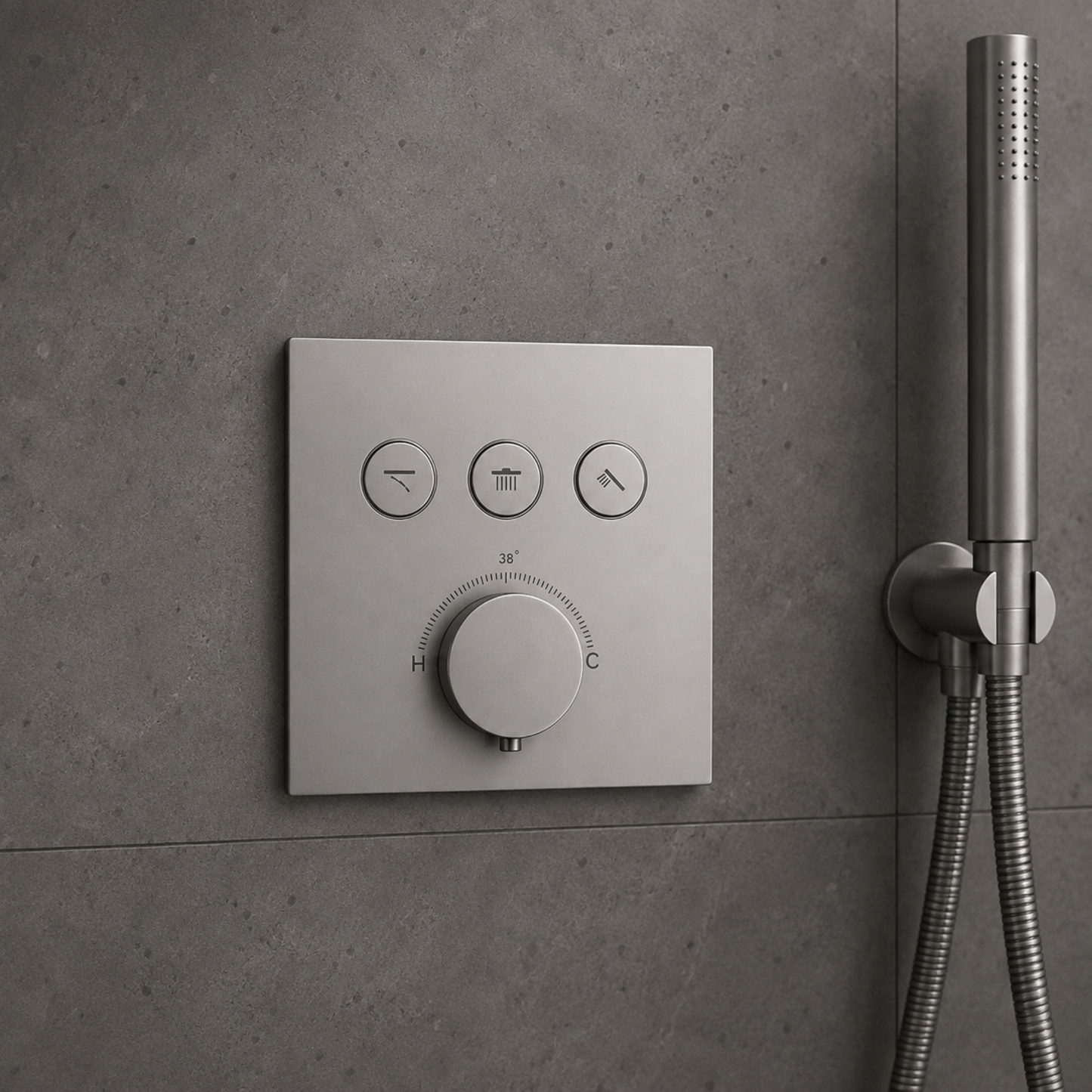Square Wall-Mounted Concealed 3-Way Thermostatic Shower Valve with Trim Plate iKON-TST3001