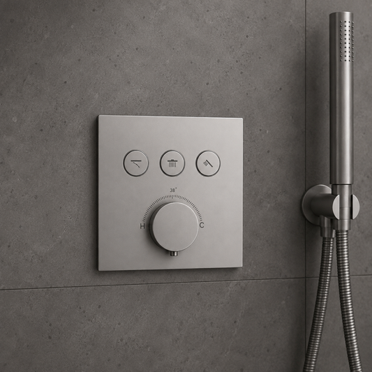 Square Wall-Mounted Concealed 3-Way Thermostatic Shower Valve with Trim Plate iKON-TST3001