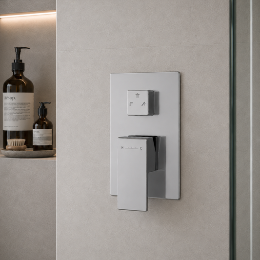 Square Wall-Mounted Concealed 3-Way Shower Valve with Pressure Balancing and Trim Plate iKON-MT603000