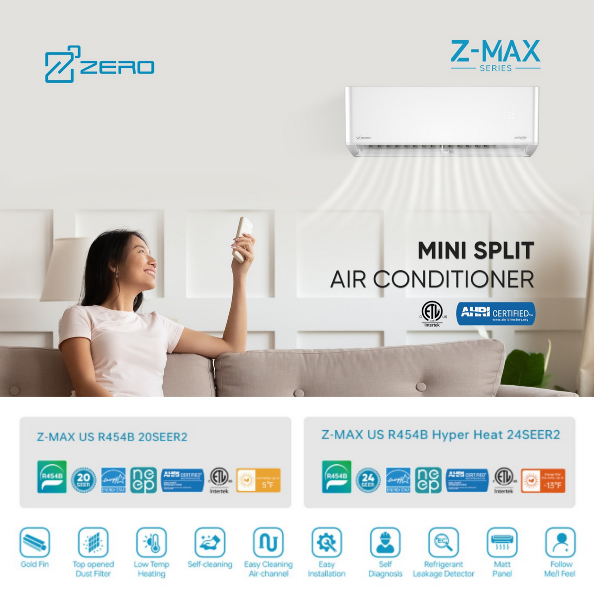 Mini Split iKON-Z-MAX US R454B Hyper Heat iKON-ZMSB-24HVT-USHHR2