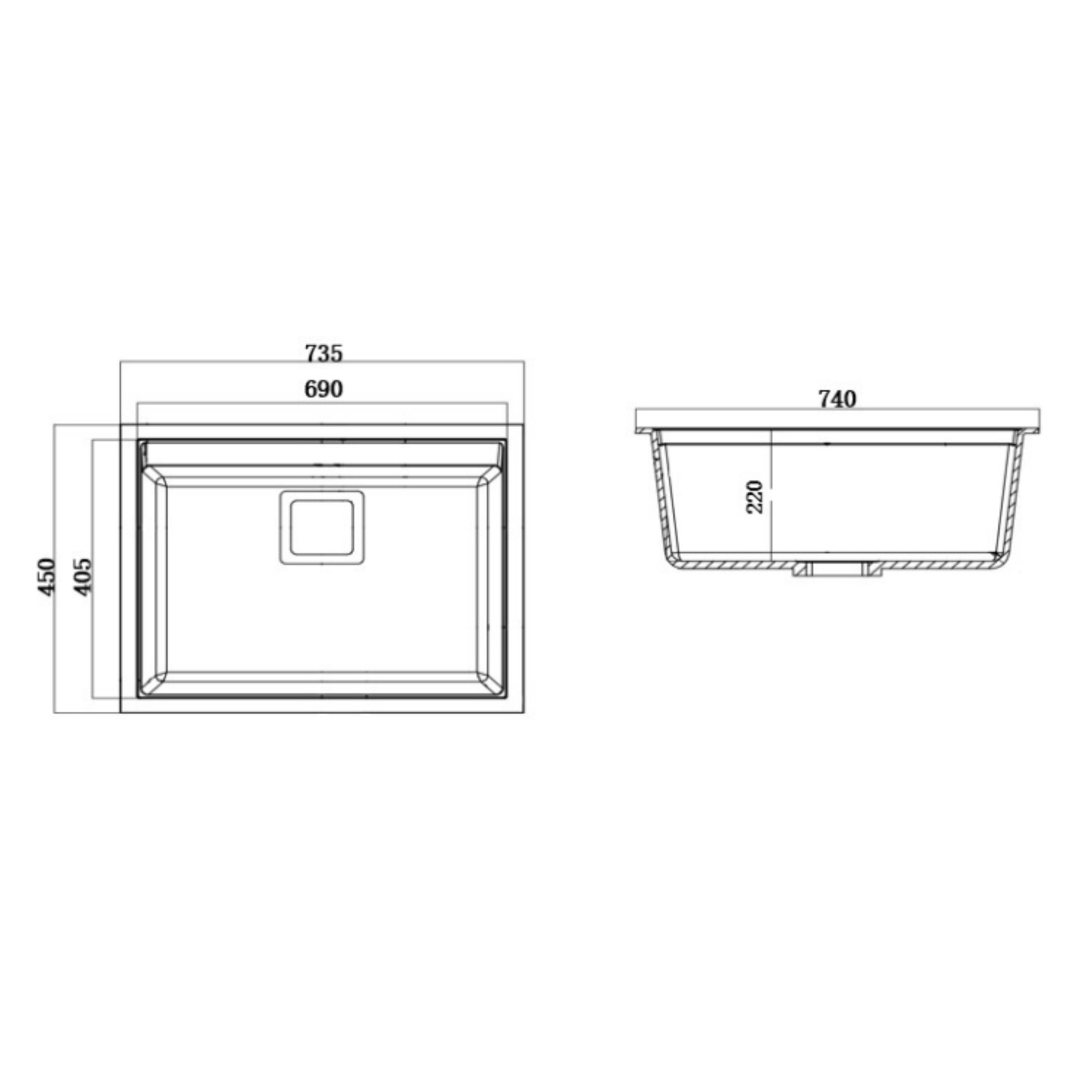 Modern Granite Kitchen Sink iKON-ADS5002