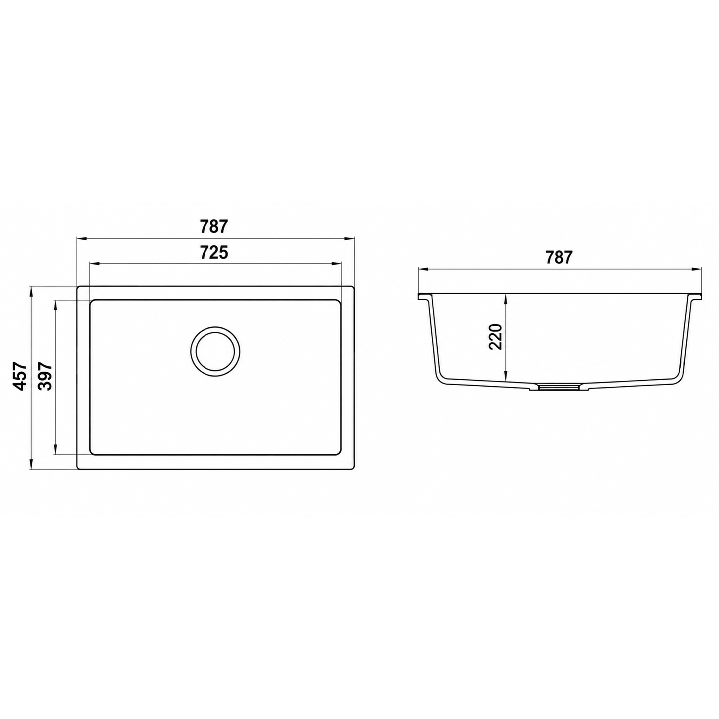 Modern Granite Kitchen Sink iKON-AFS6002-1