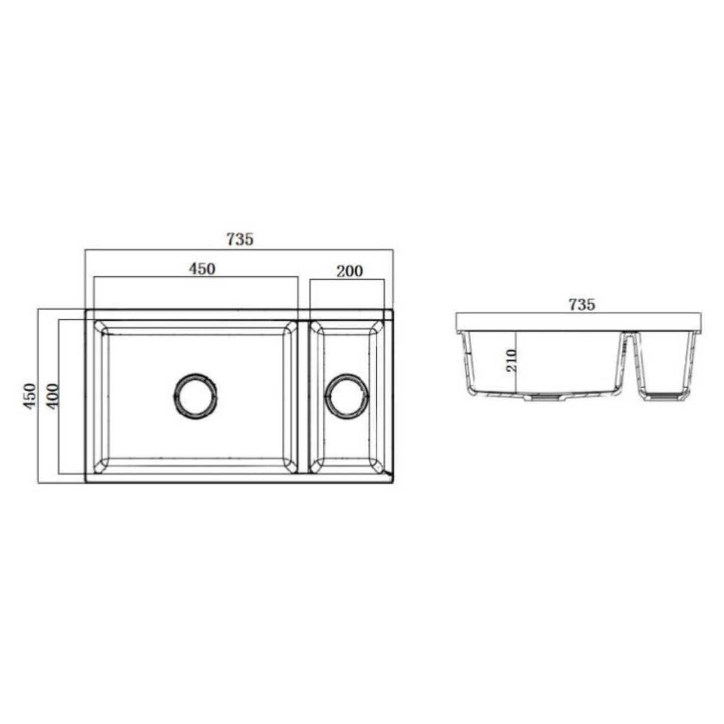 Modern Granite Kitchen Sink iKON-AID8011-1