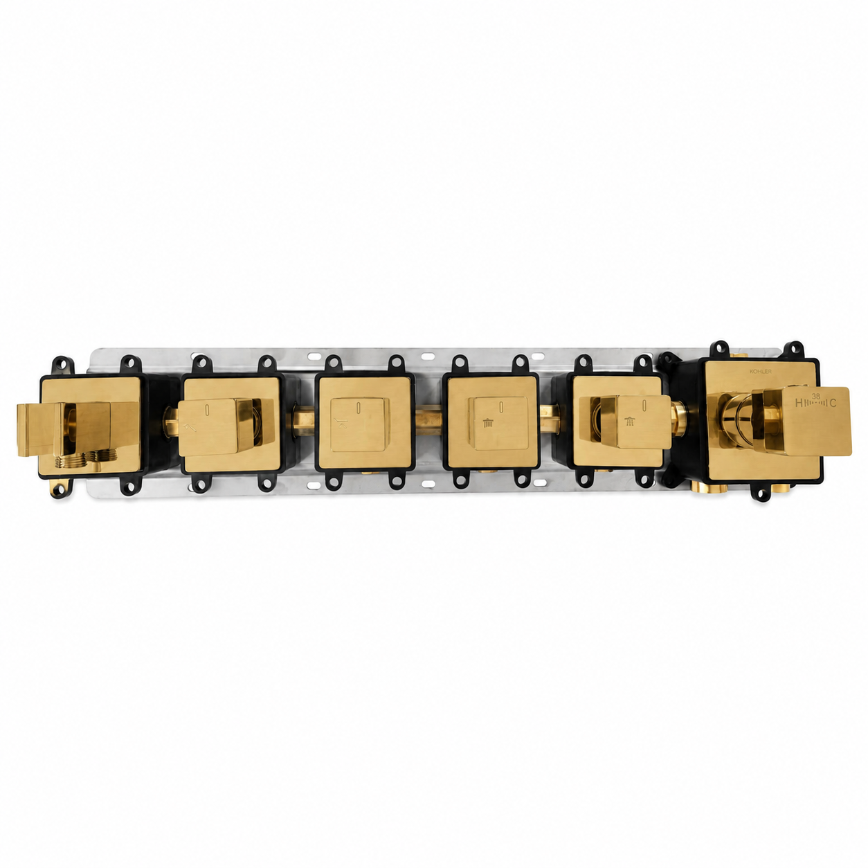 4-Way Thermostatic Shower Rough-In Valve with Integrated Mounting Rail & Protective Boxes iKON-AH514100