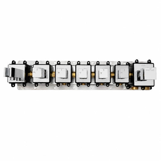 5-Way Thermostatic Shower Rough-In Valve with Integrated Mounting Rail & Protective Boxes iKON-AH515000