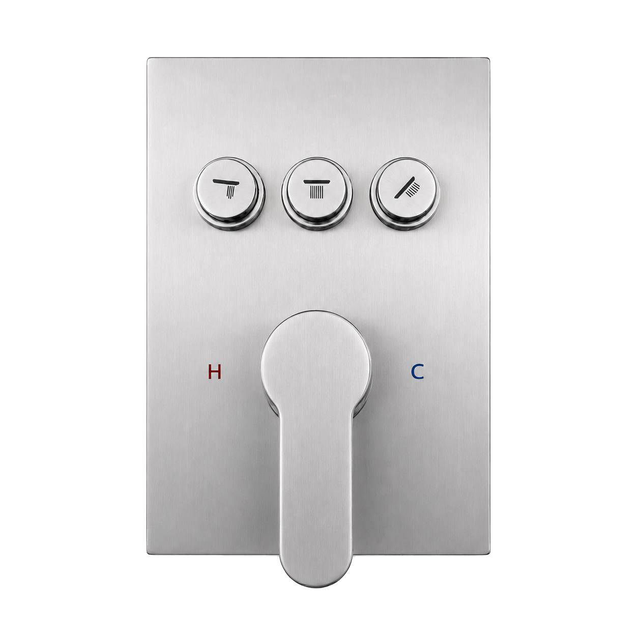 Square Wall-Mounted Concealed 3-Way Shower Valve with Pressure Balancing and Trim Plate iKON-PBV2000