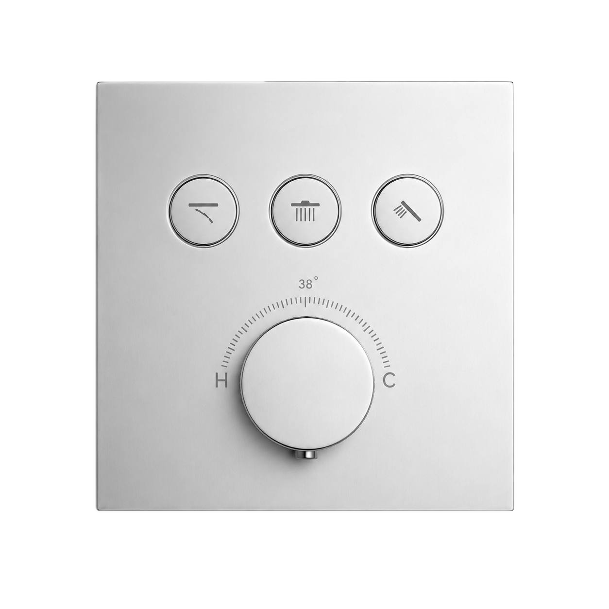 Square Wall-Mounted Concealed 3-Way Thermostatic Shower Valve with Trim Plate iKON-TST3001