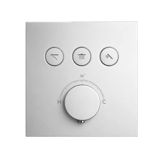 Square Wall-Mounted Concealed 3-Way Thermostatic Shower Valve with Trim Plate iKON-TST3001