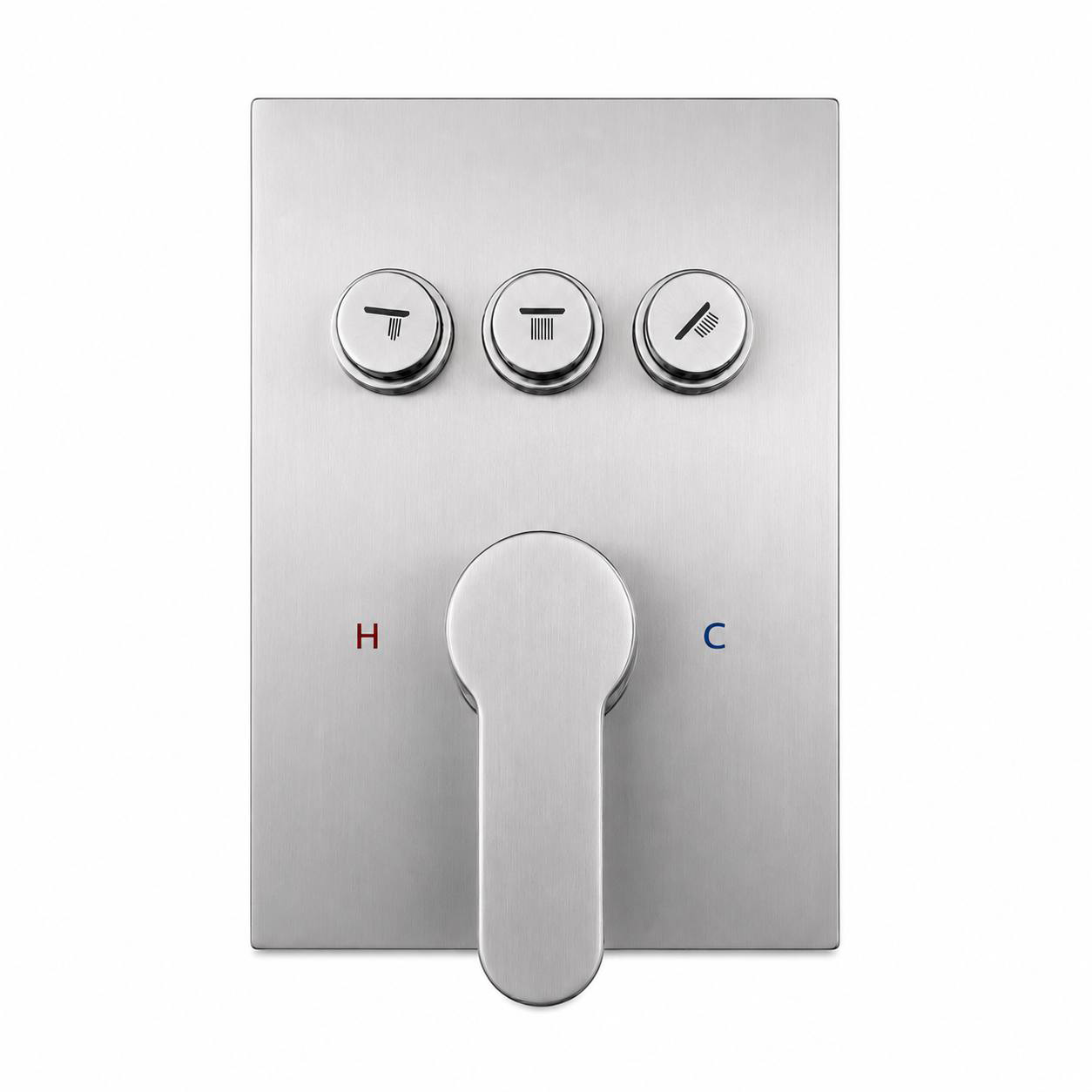 Square Wall-Mounted Concealed 3-Way Shower Valve with Pressure Balancing and Trim Plate iKON-PBV2000