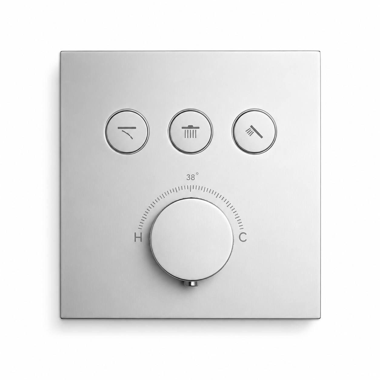 Square Wall-Mounted Concealed 3-Way Thermostatic Shower Valve with Trim Plate iKON-TST3001