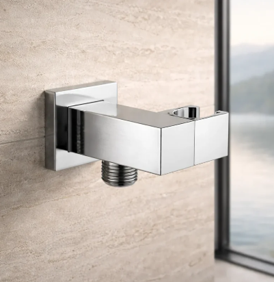 Square Brass Wall Elbow with Adjustable Shower Holder iKON-WE10