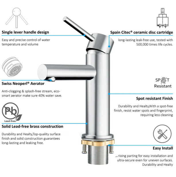 Single Handle Bathroom Faucet iKON-AB000005