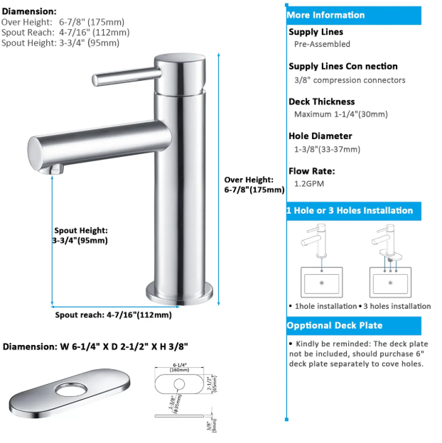 Single Handle Bathroom Faucet iKON-AB000005