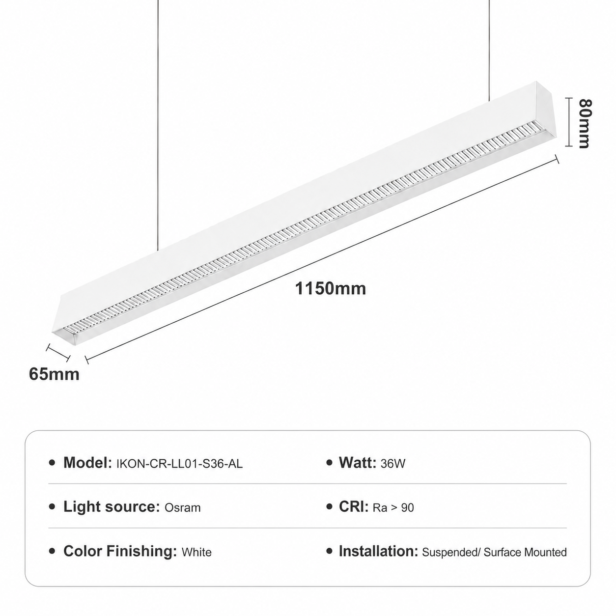 LED Linear Light iKON-CR-LL01-S36-AL
