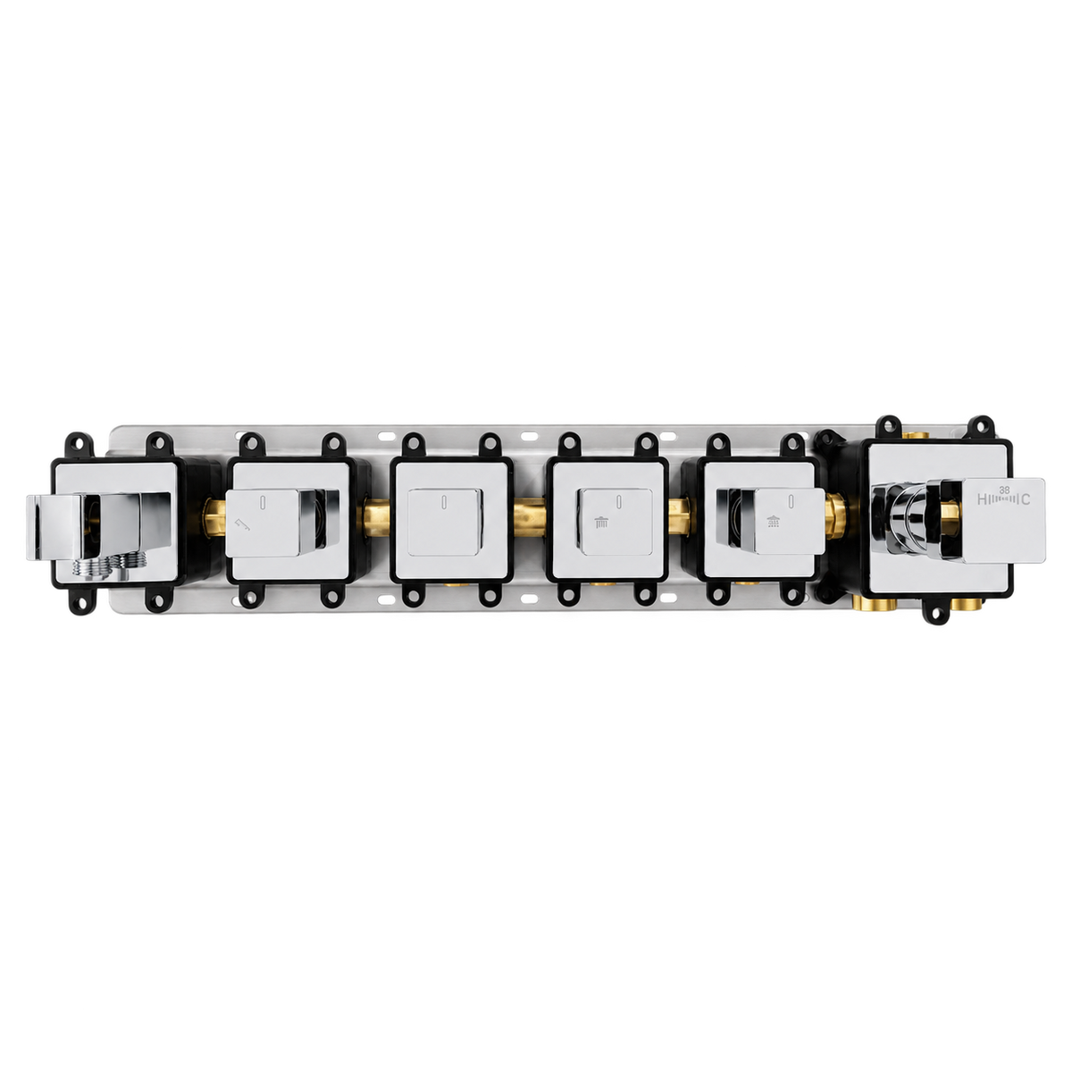 4-Way Thermostatic Shower Rough-In Valve with Integrated Mounting Rail & Protective Boxes iKON-AH514100