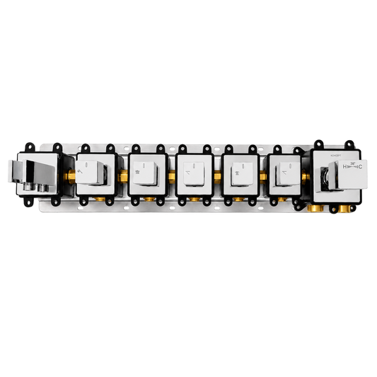 5-Way Thermostatic Shower Rough-In Valve with Integrated Mounting Rail & Protective Boxes iKON-AH515000