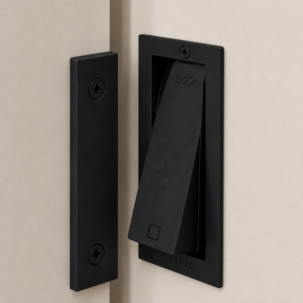 Flush Privacy Lock iKON-ST758 (Matte Black) for Pocket & Sliding Doors