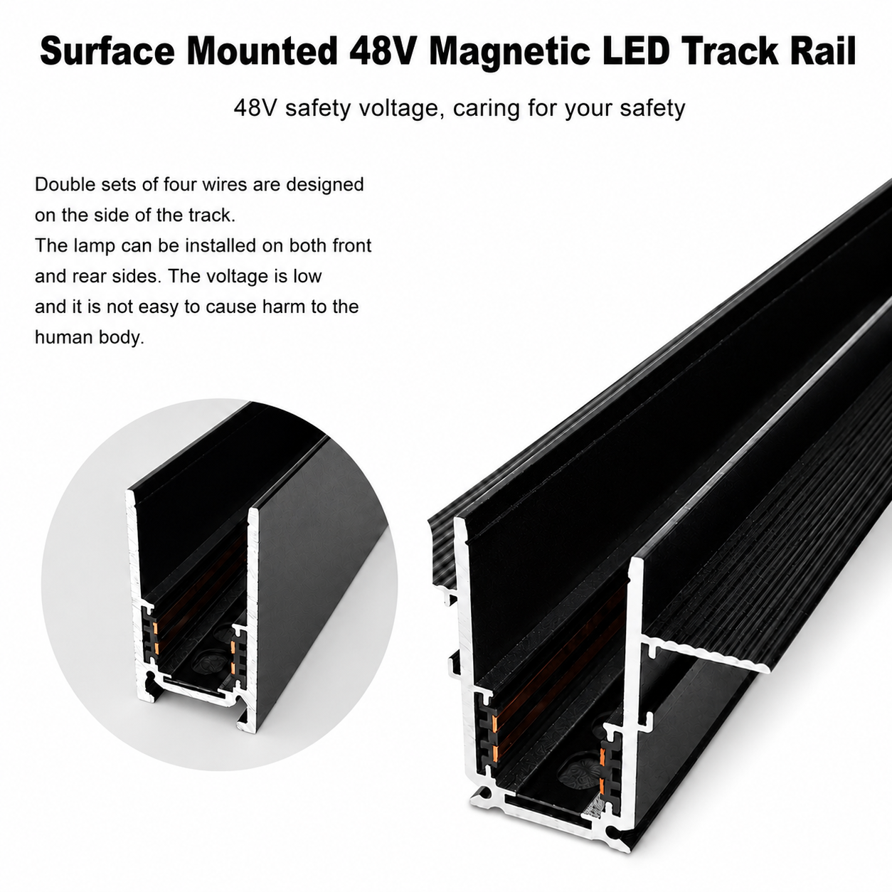 Surface Mounted Magnetic Track Rail iKON-MAG-TR-S-3000