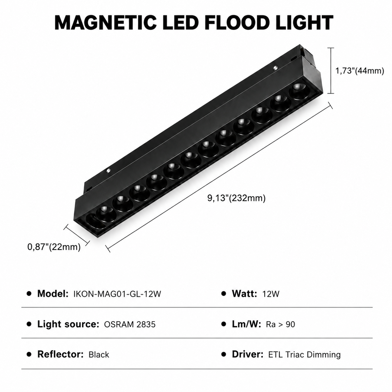 48V Magnetic Grille Light  iKON-MAG01-GL-12W