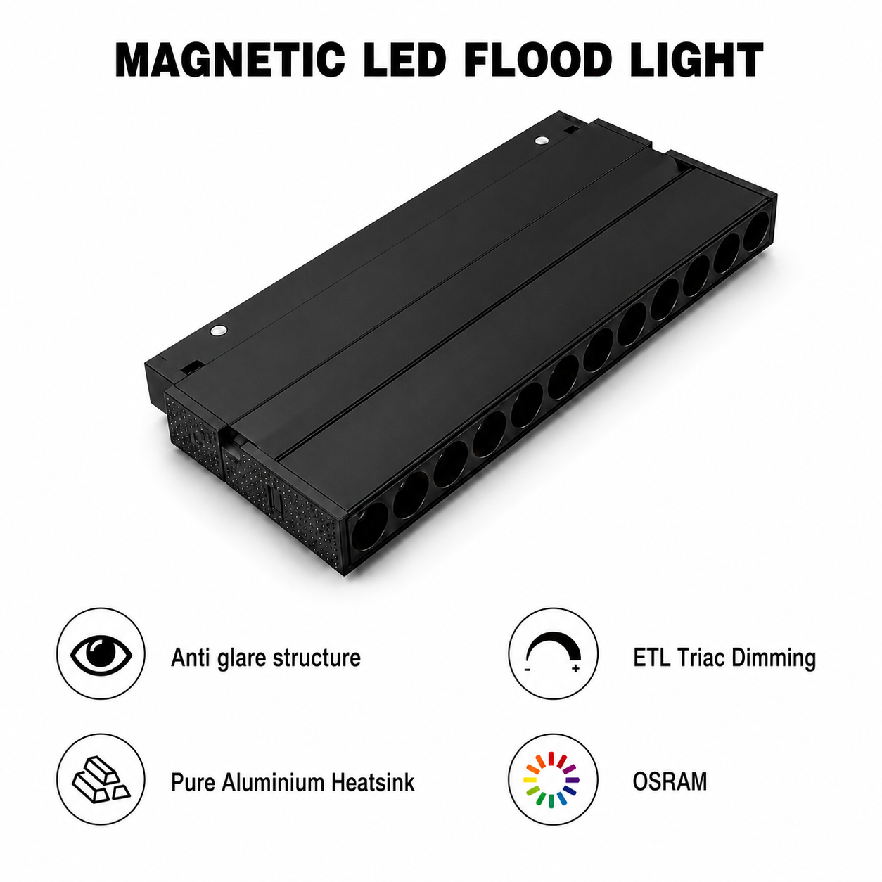 48V Magnetic LED Adjustable Grille Light iKON-MAG01-GLA-12W