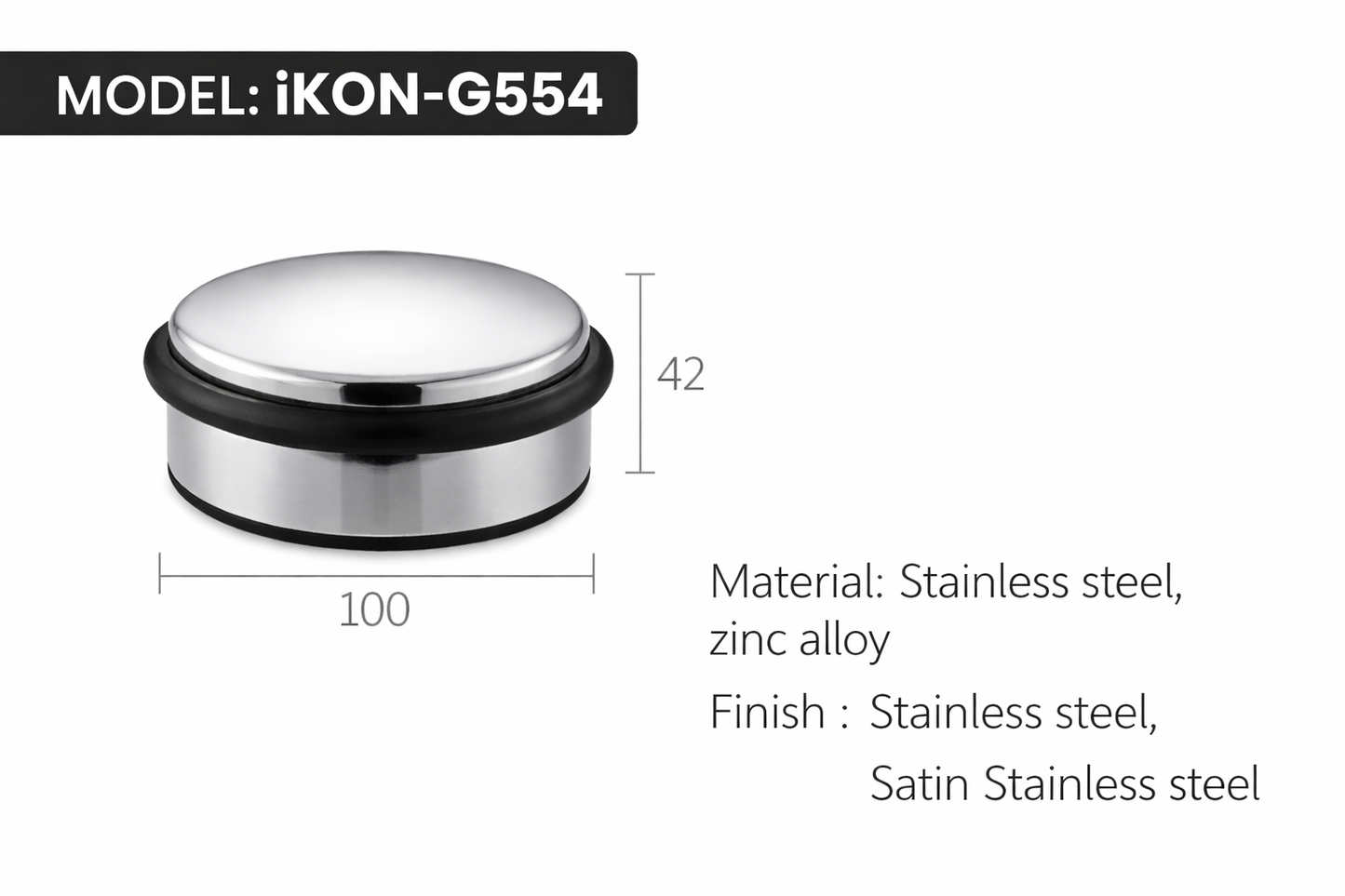 Heavy-Duty Stainless Steel No Drill Floor Door Stopper Door iKON-G554