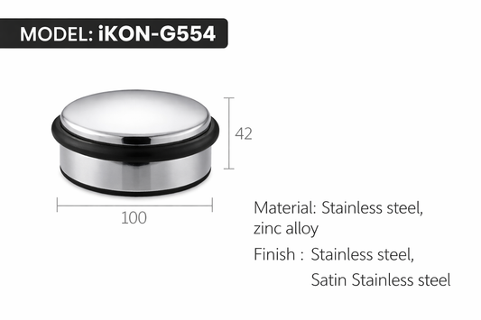 Heavy-Duty Stainless Steel No Drill Floor Door Stopper Door iKON-G554