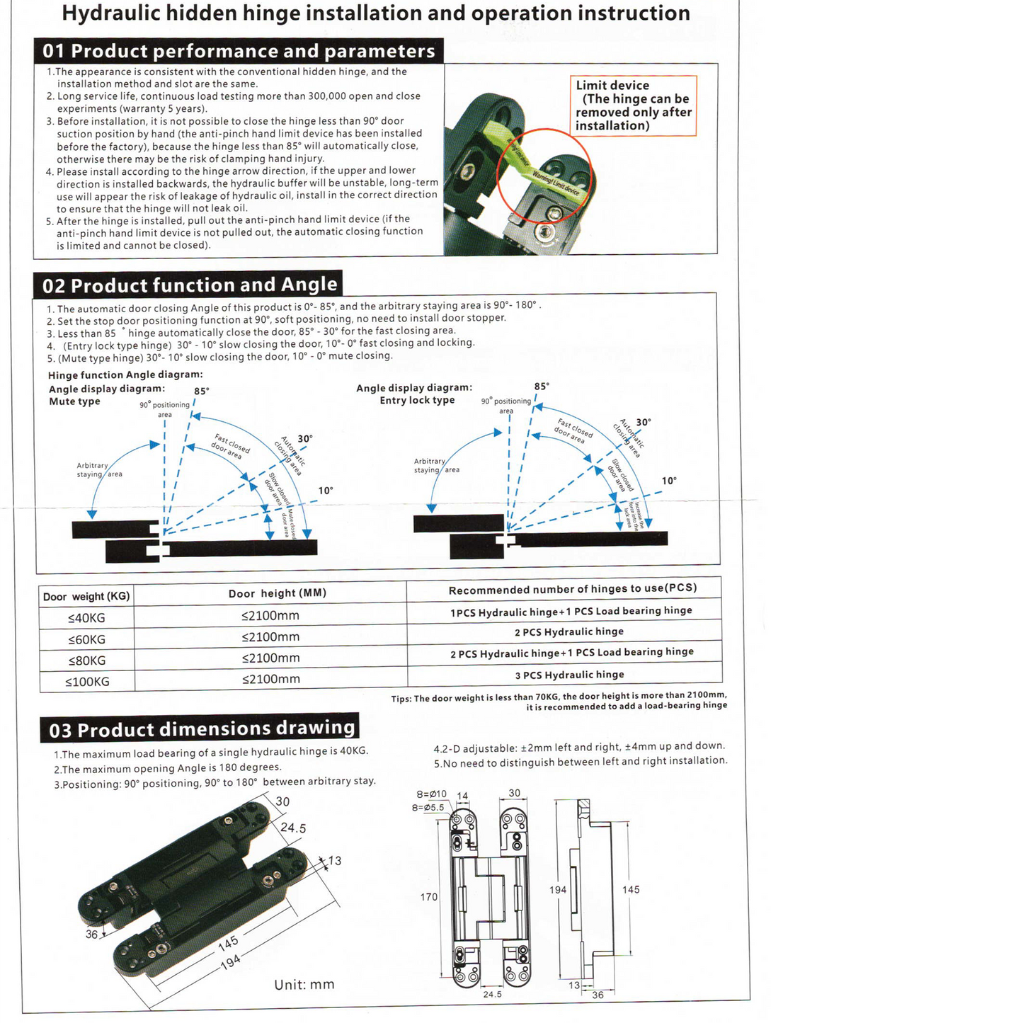 Buffer Concealed Hydraulic Hinge iKON-F400 (7.64"x1.18")