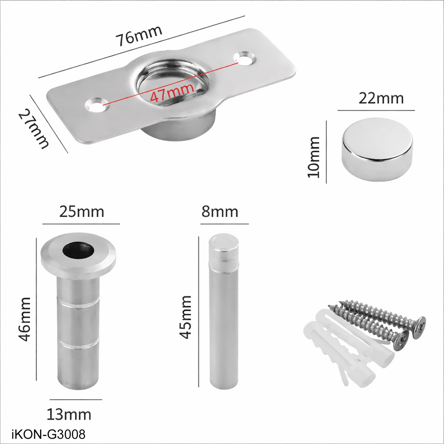 Invisible Magnetic Floor-Mounted iKON-G3008 Door Stopper