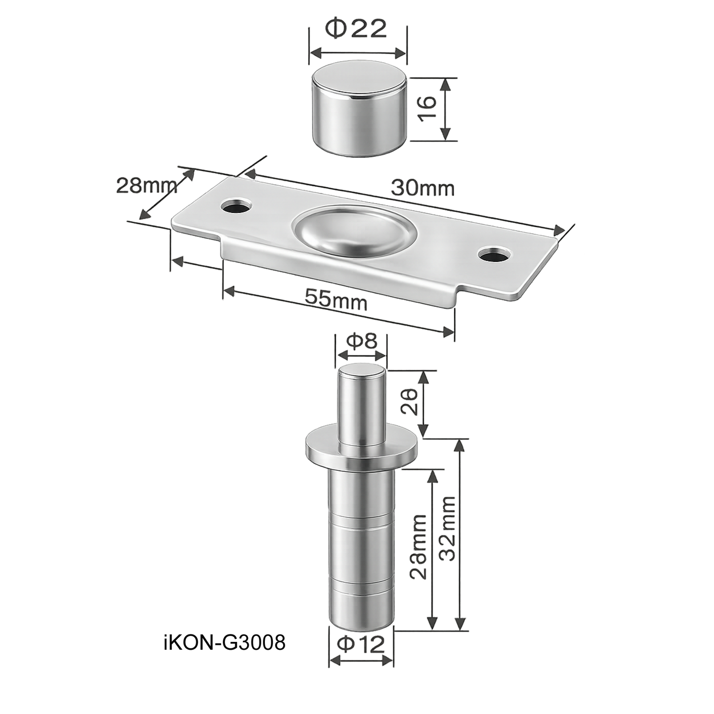 Invisible Magnetic Floor-Mounted iKON-G3008 Door Stopper