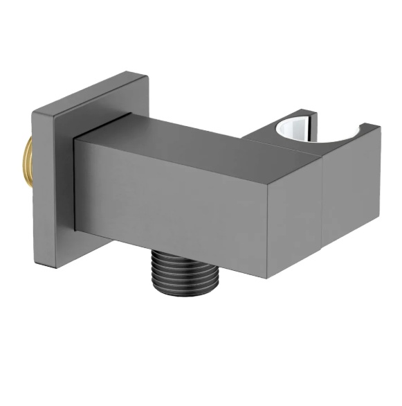 Square Brass Wall Elbow with Adjustable Shower Holder iKON-WE10