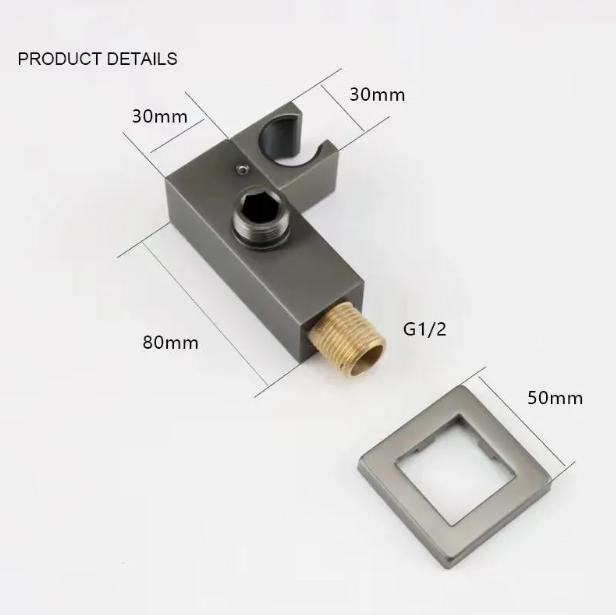 Square Brass Wall Elbow with Adjustable Shower Holder iKON-WE10
