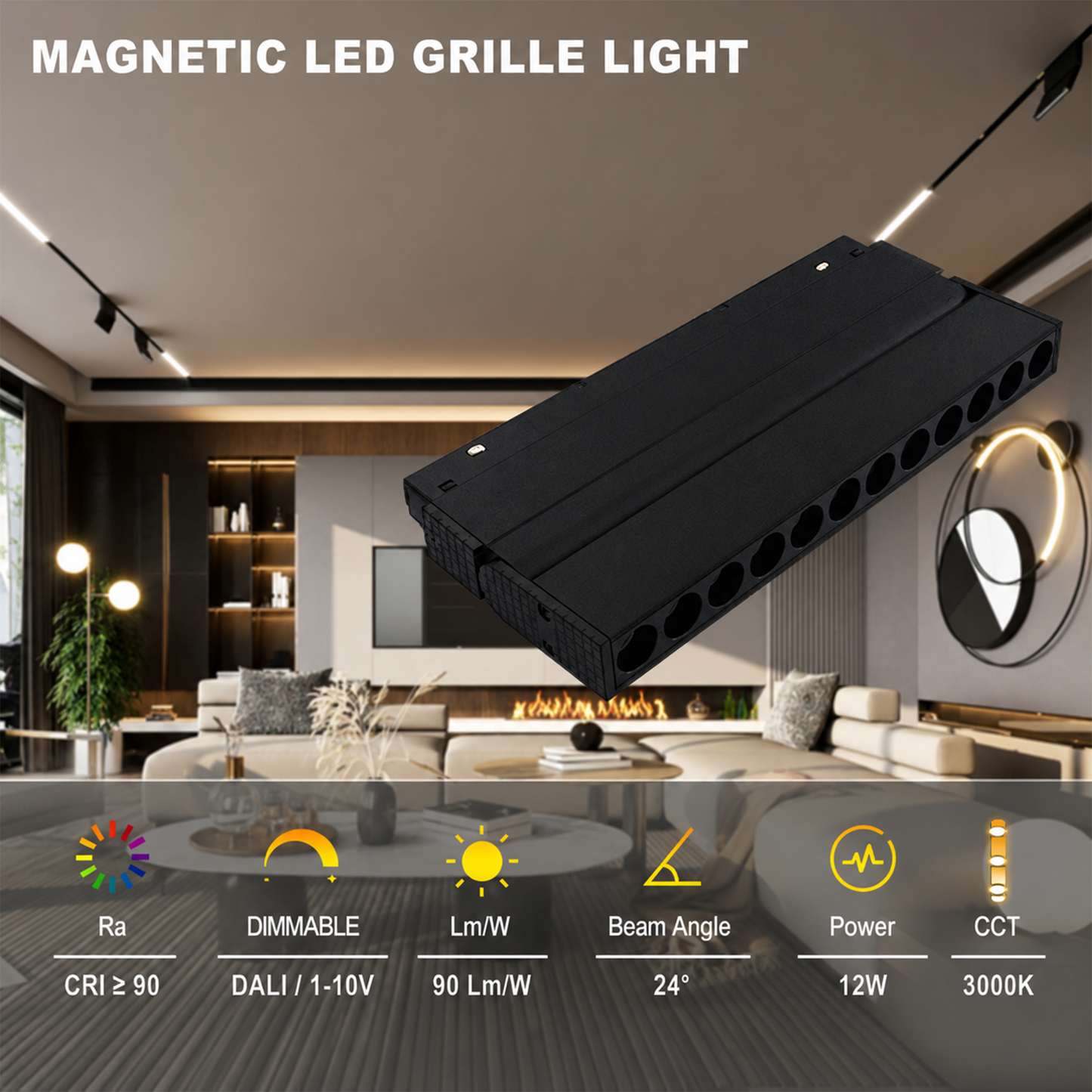 48V Magnetic LED Adjustable Grille Light iKON-MAG01-GLA-12W