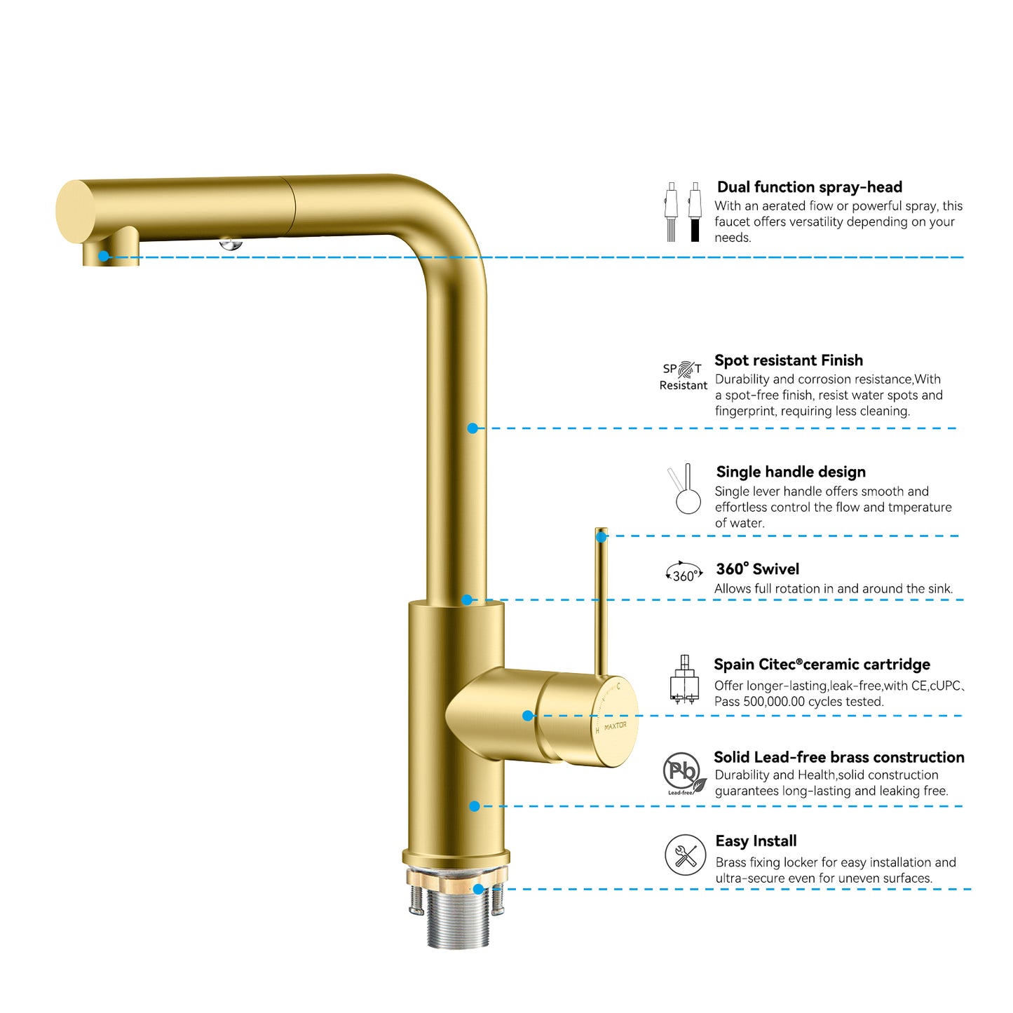 Single Handle Pull-Out Kitchen Faucet iKON-KFB1051A