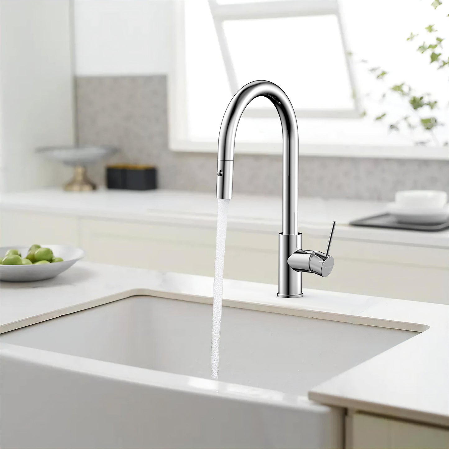 Single Handle High-Arc Solid Brass Pull-Down Kitchen Faucet iKON-KFB1059