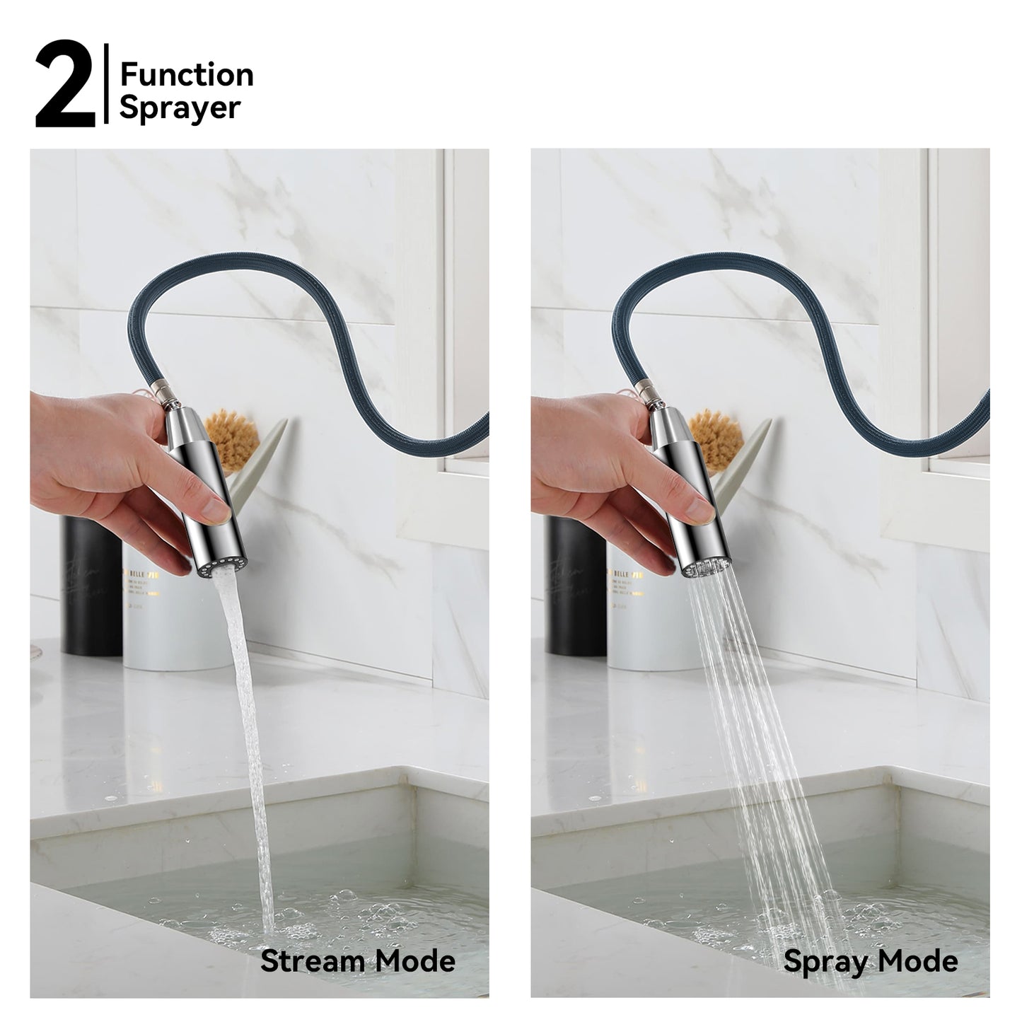 Single Handle High-Arc Solid Brass Pull-Down Kitchen Faucet iKON-KFB1059