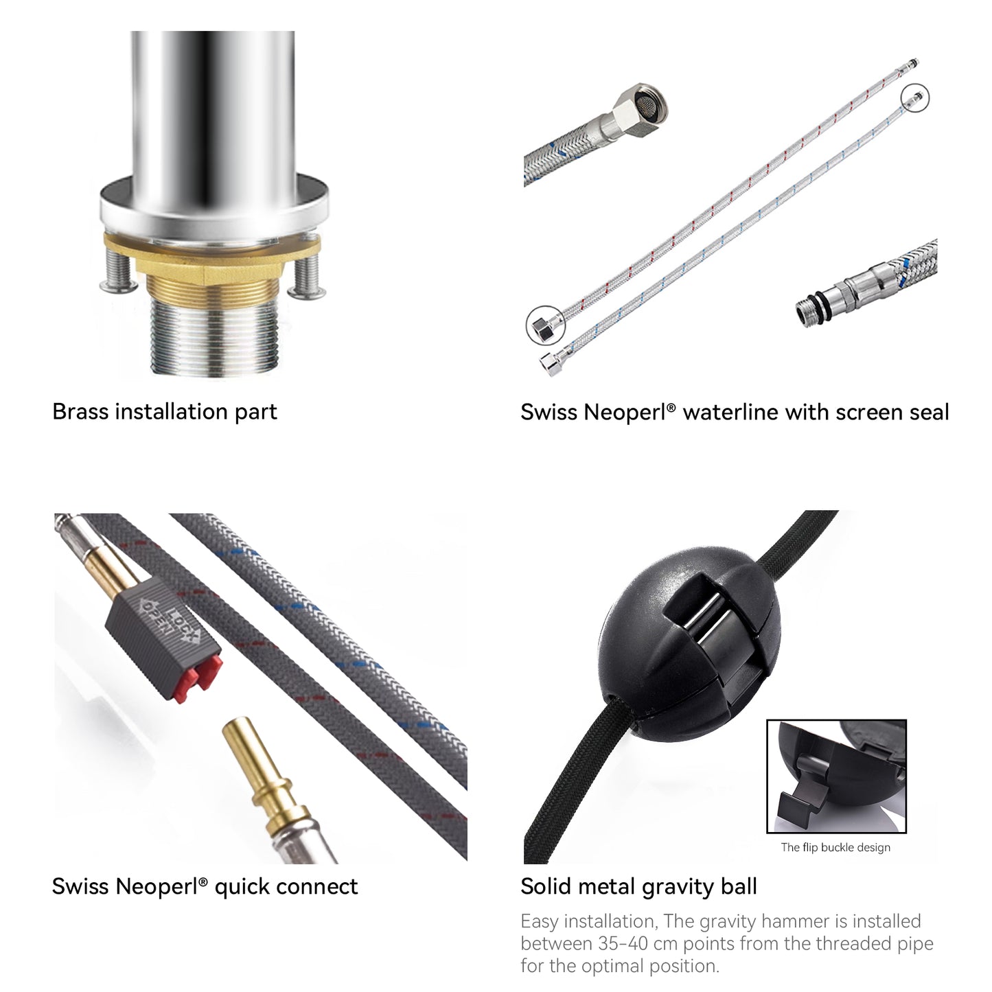 Single Handle High-Arc Solid Brass Pull-Down Kitchen Faucet iKON-KFB1059