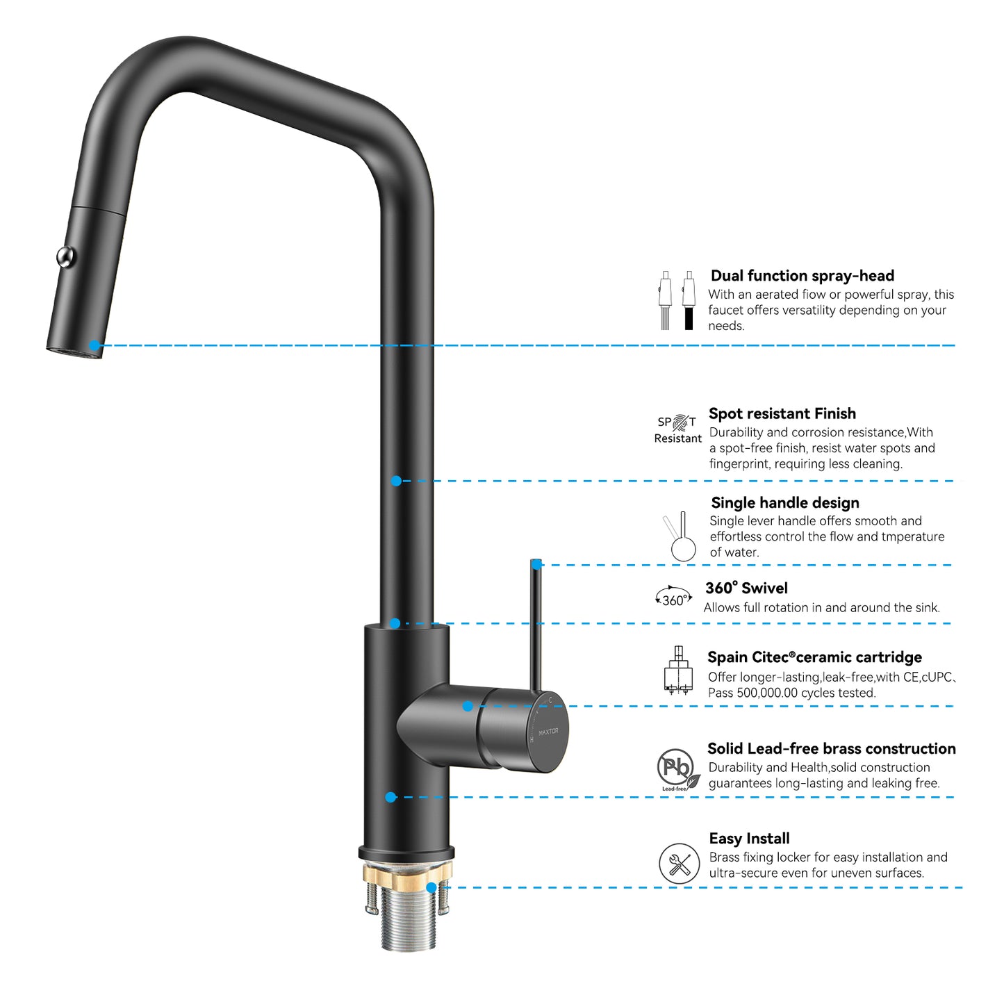Pull-Down Kitchen Faucet iKON-KFB1059C