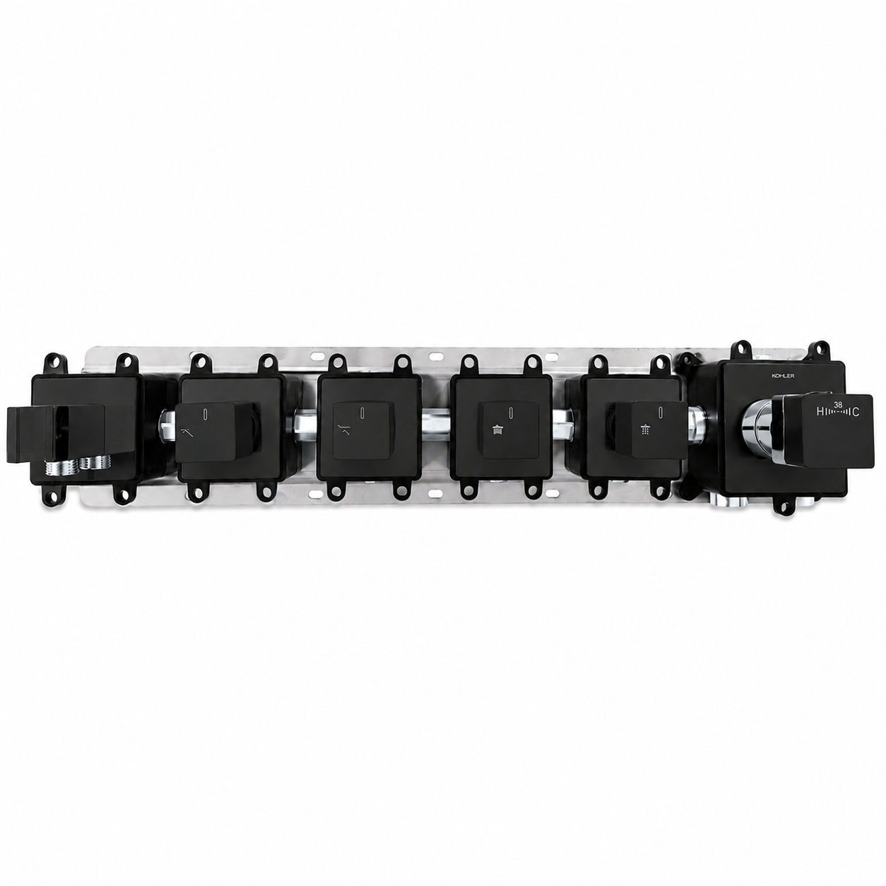 4-Way Thermostatic Shower Rough-In Valve with Integrated Mounting Rail & Protective Boxes iKON-AH514100