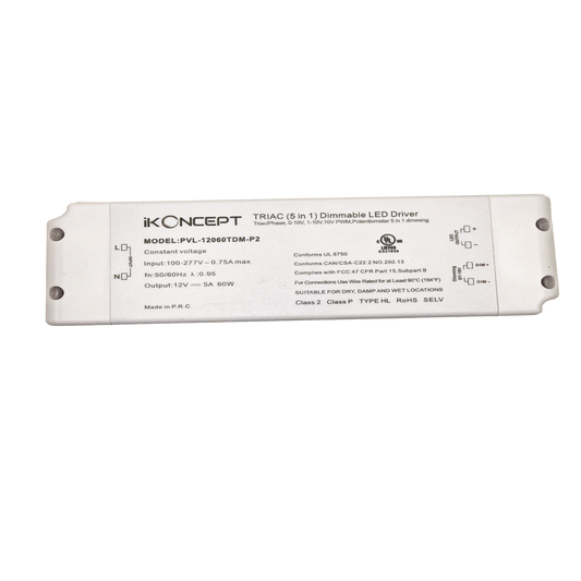 60W 12V 5.0A Dimmable LED Driver (5-in-1 Multi-Function) iKON-PVL-12060TDM-P2