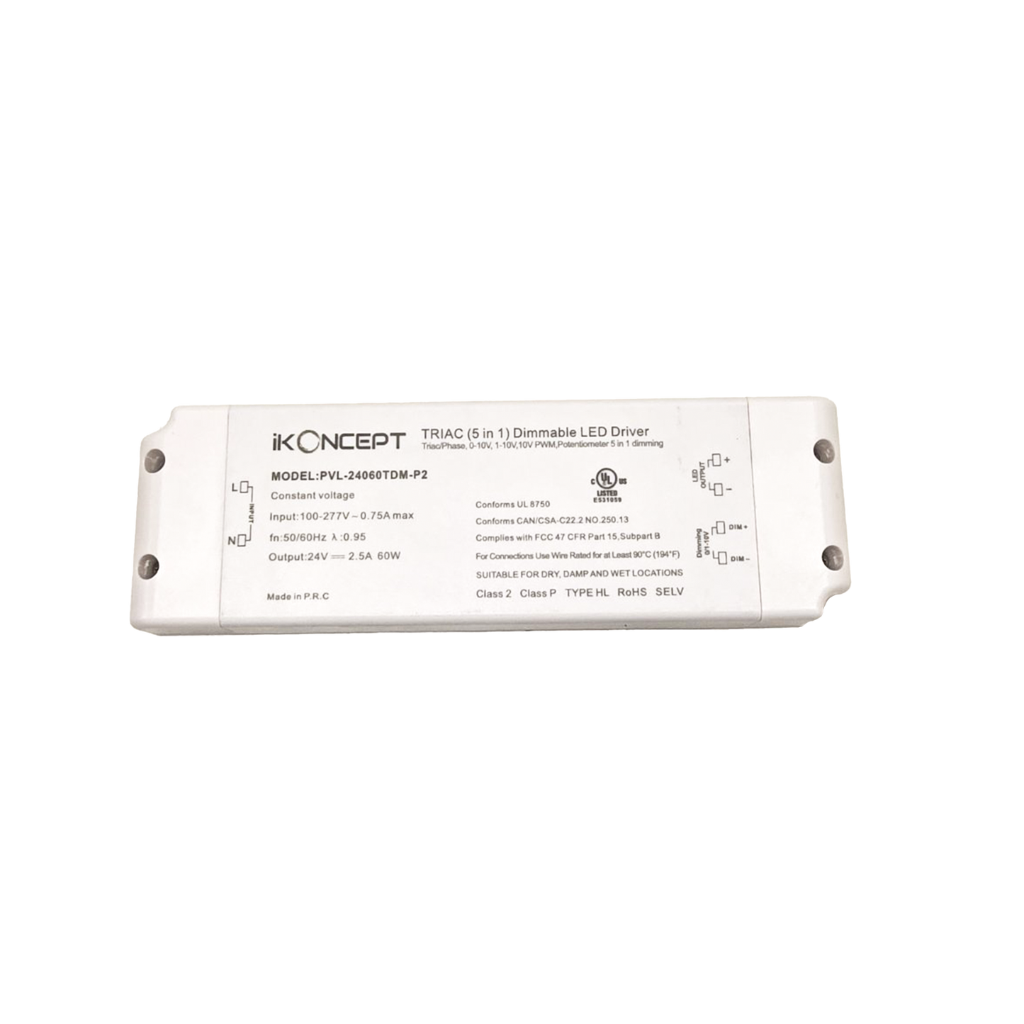 60W 24V 2.5A Dimmable LED Driver (5-in-1 Multi-Function) iKON-PVL-24060TDM-P2