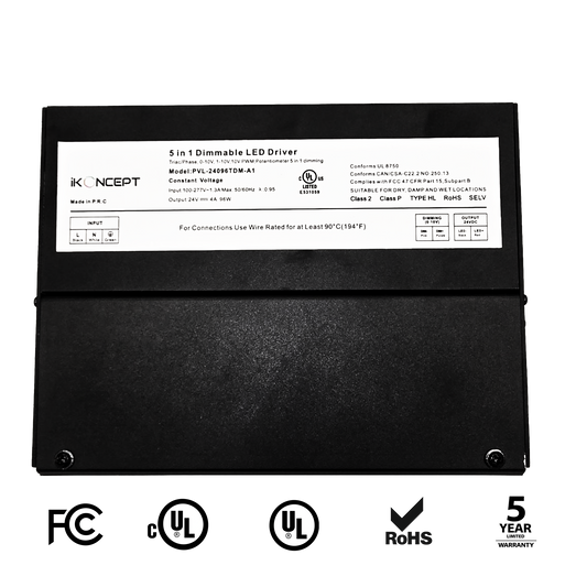 96W 24V 4A Dimmable LED Driver (5-in-1 Multi-Function, Constant Voltage) iKON-PVL-24096TDM-A1