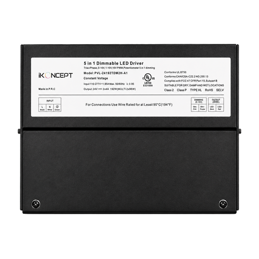 192W 24V 2-Channel Dimmable LED Driver (5-in-1 Multi-Function) iKON-PVL-24192TDM2H-A1
