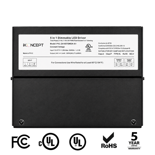 192W 24V 2-Channel Dimmable LED Driver (5-in-1 Multi-Function) iKON-PVL-24192TDM2H-A1