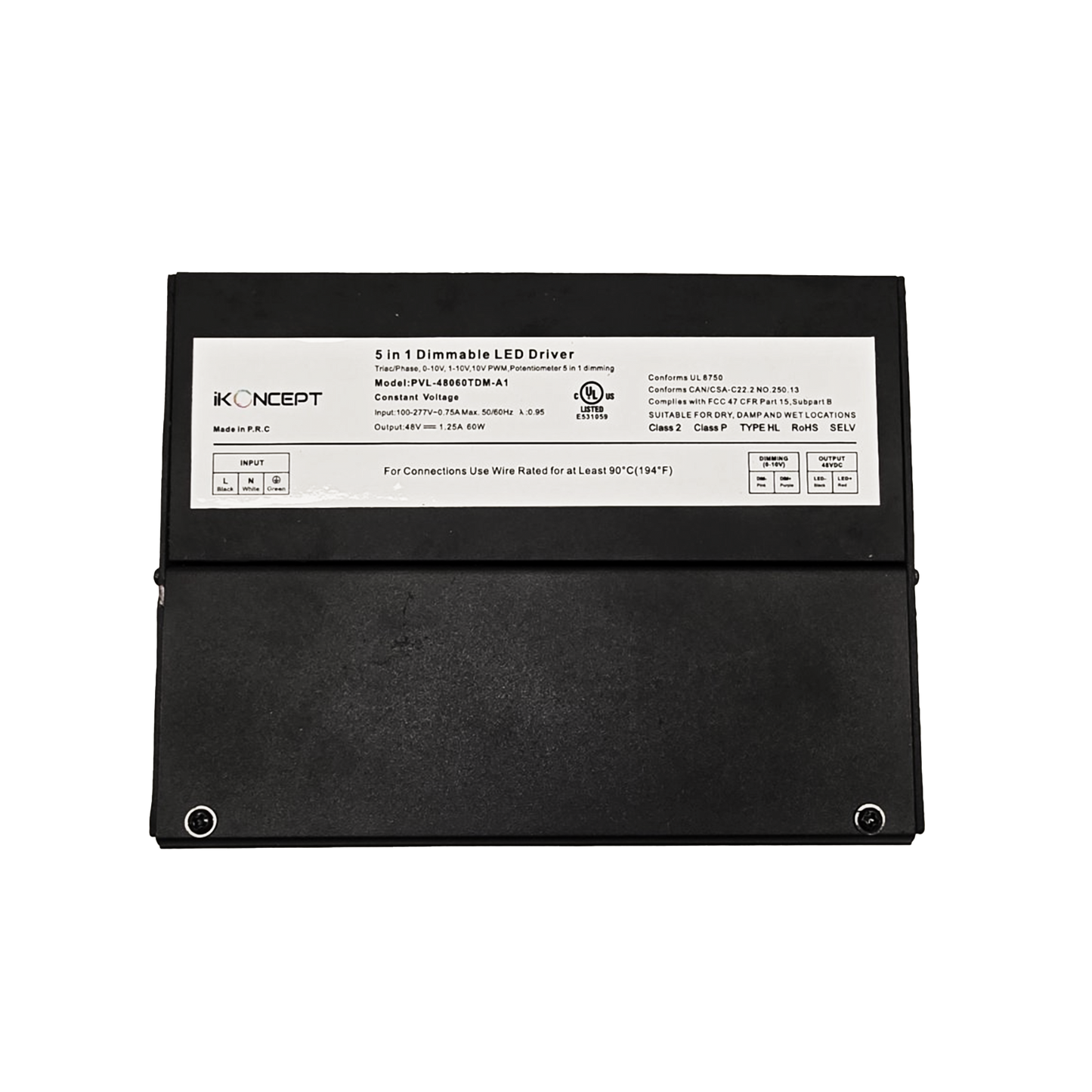 60W 48V 1.25A Dimmable LED Driver (5-in-1 Multi-Function, Constant Voltage) iKON-PVL-48060TDM-A1