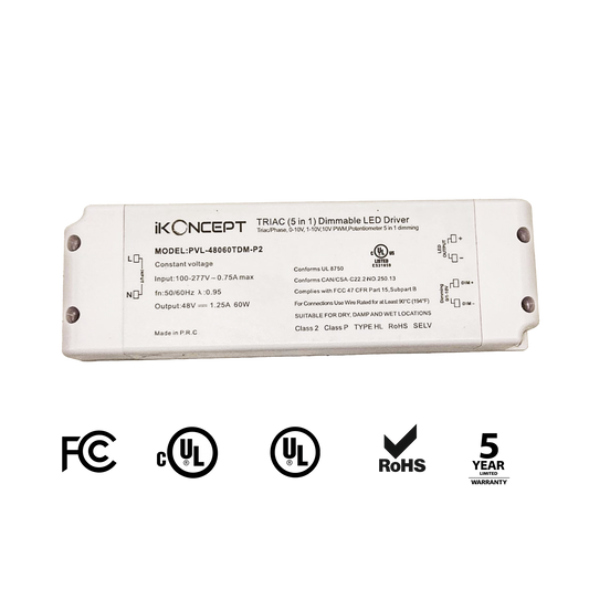 60W 48V 1.25A Dimmable LED Driver (5-in-1 Multi-Function) iKON-PVL-48060TDM-P2